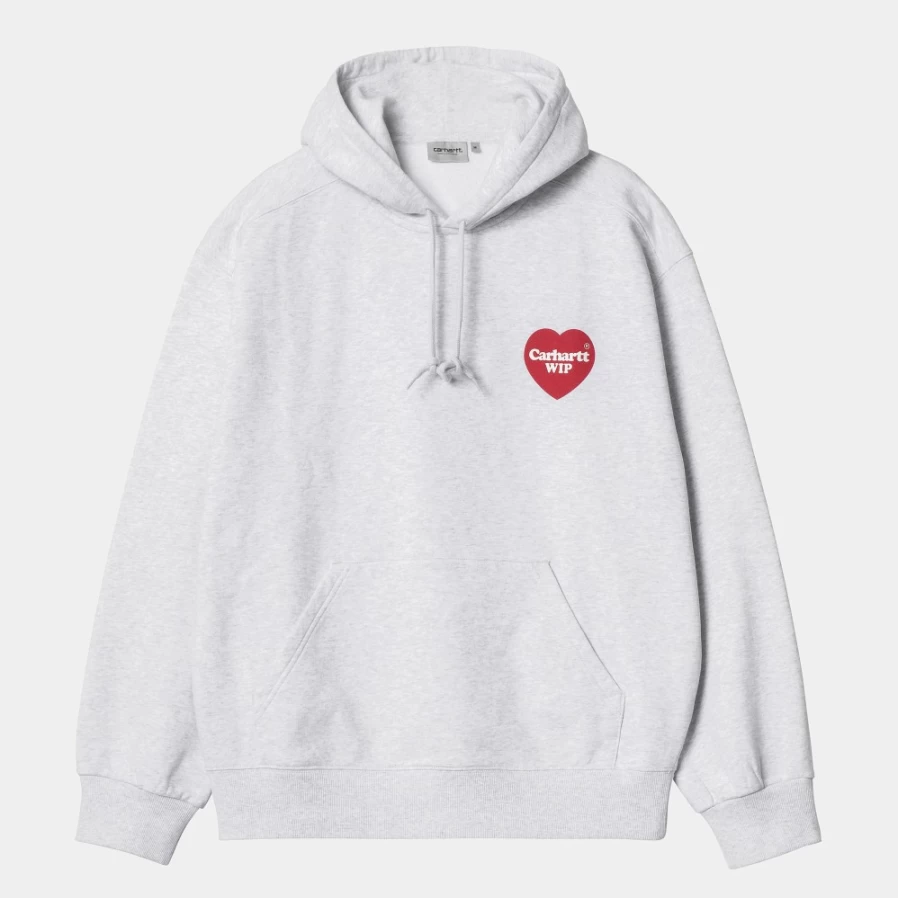 Carhartt WIP Men's Hooded Heart Sweatshirt in Ash Heather - Premium Pullover Hoodie