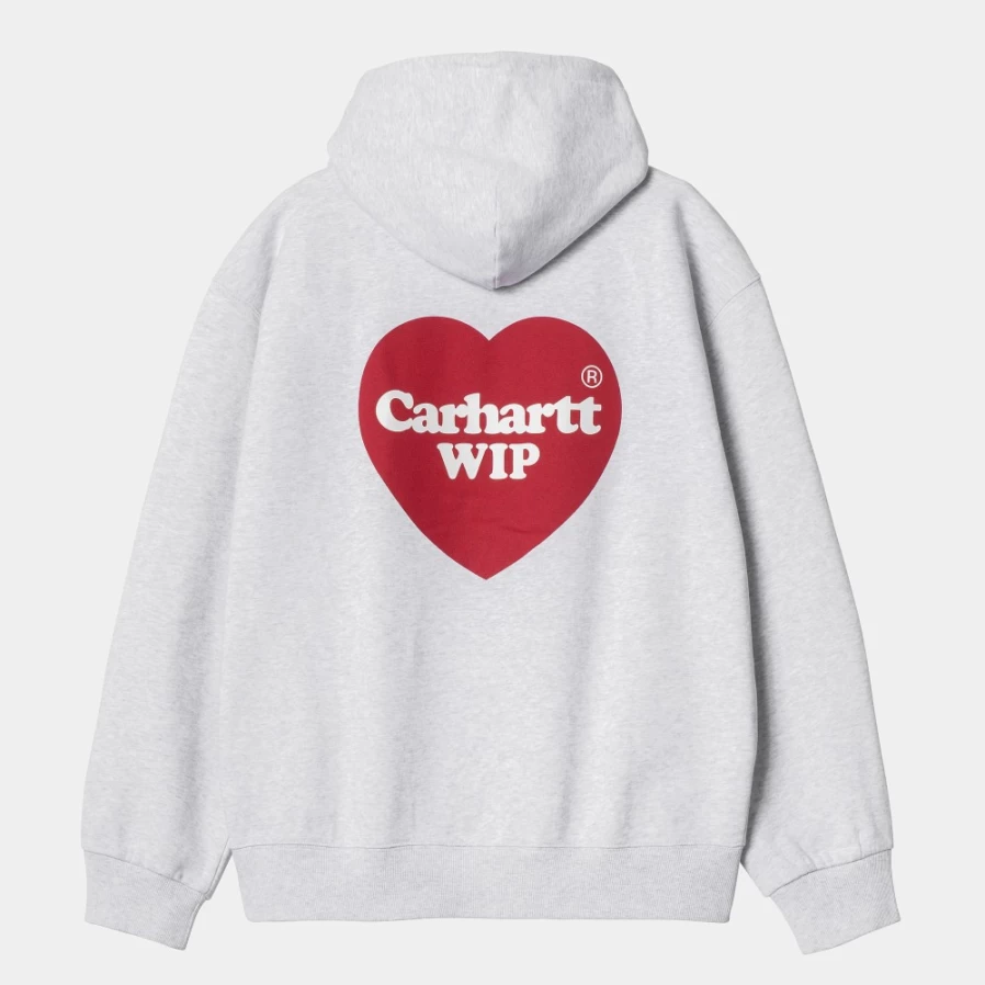 Carhartt WIP Men's Hooded Heart Sweatshirt in Ash Heather - Premium Pullover Hoodie