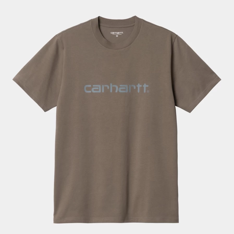Carhartt WIP Men's Script T-Shirt in Barista/Mirror - Short Sleeve Casual Tee