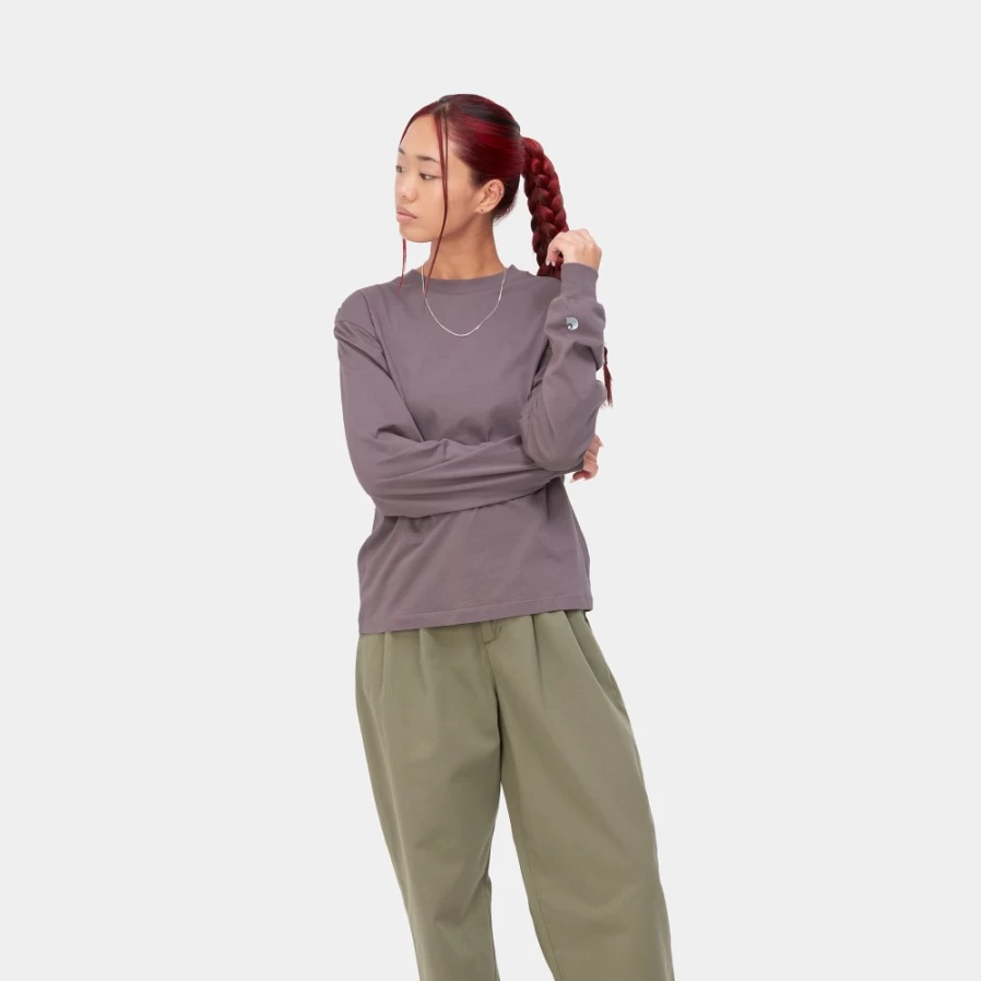 Carhartt WIP Women's Long Sleeve Casey T-Shirt in Misty Thistle & Silver