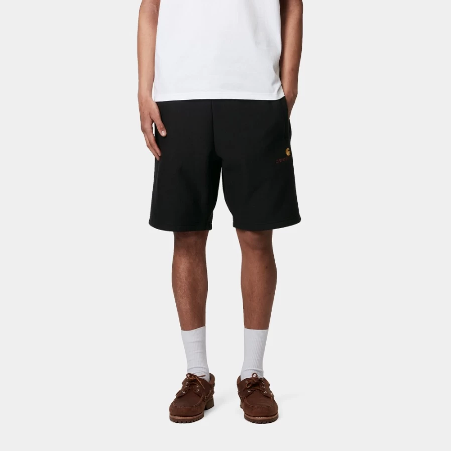 Carhartt WIP Men's American Script Sweat Shorts in Black