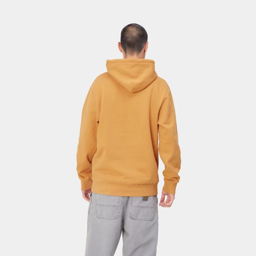 Carhartt WIP Men's Hooded Scrawl Sweatshirt in Ochre & Enzian Color