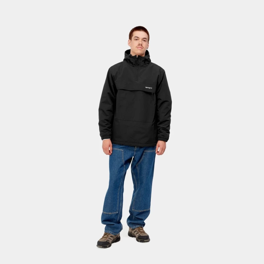 Carhartt WIP Men's Black & White Windbreaker Pullover Jacket for Winter