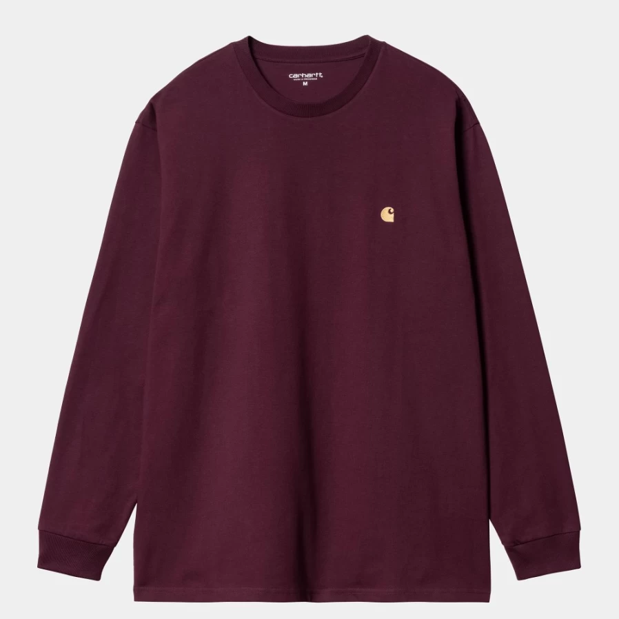 Carhartt WIP Men's L/S Chase T-Shirt in Amarone/Gold Color