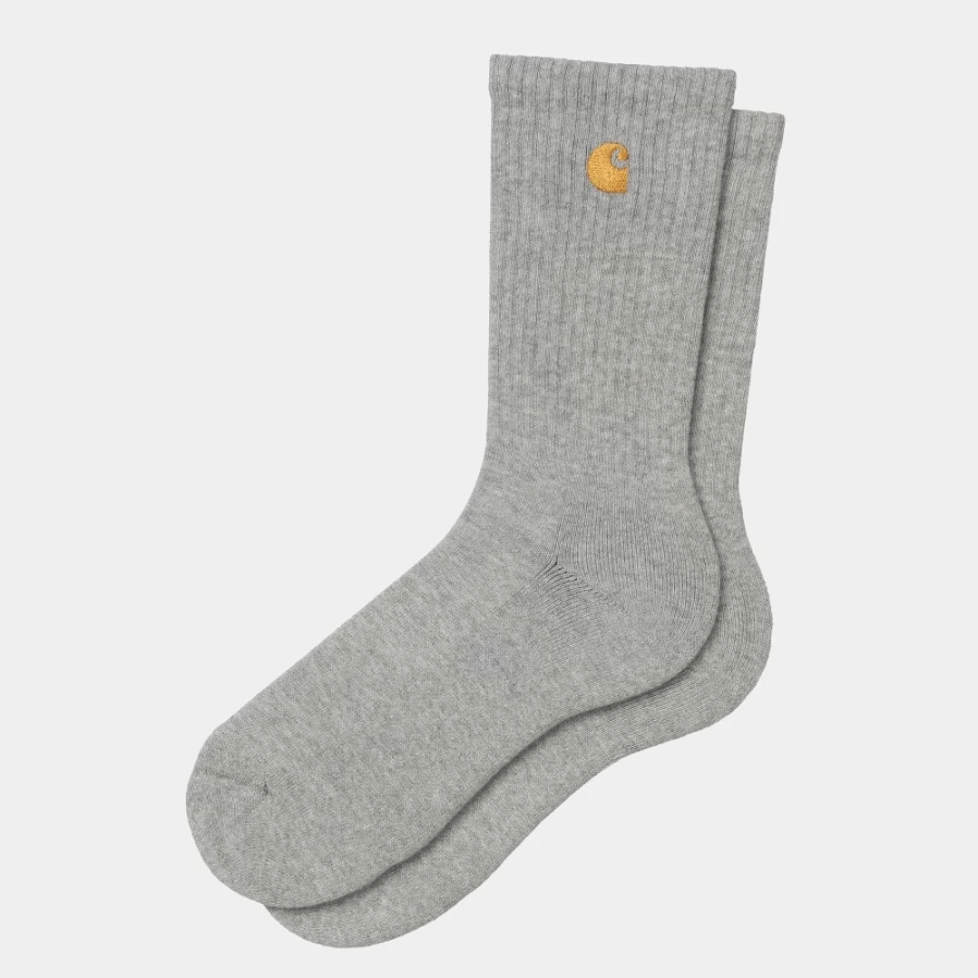 Carhartt WIP Chase Socks - Grey Heather & Gold Athletic Crew Socks for Men & Women