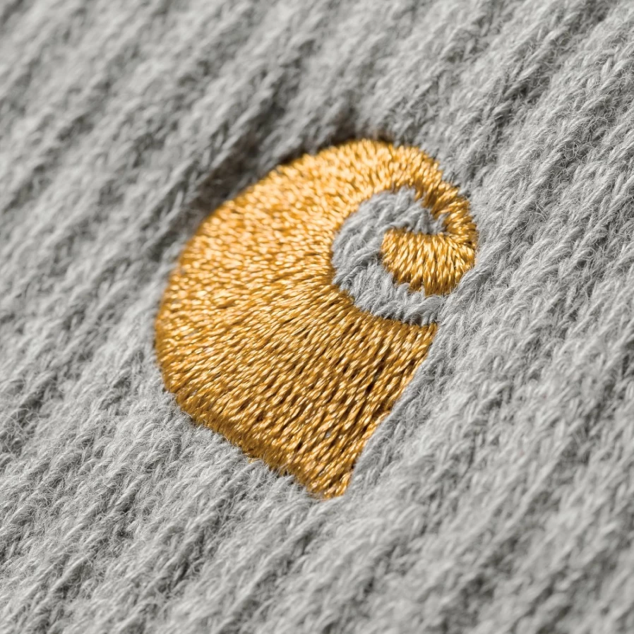 Carhartt WIP Chase Socks - Grey Heather & Gold Athletic Crew Socks for Men & Women