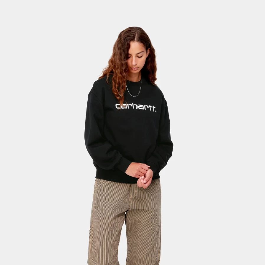 "Carhartt WIP Women's Black & White Sweatshirt | Classic Pullover Hoodie"