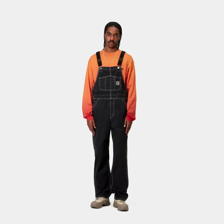 Carhartt WIP Men's Black Bib Overalls - Durable Workwear Coveralls
