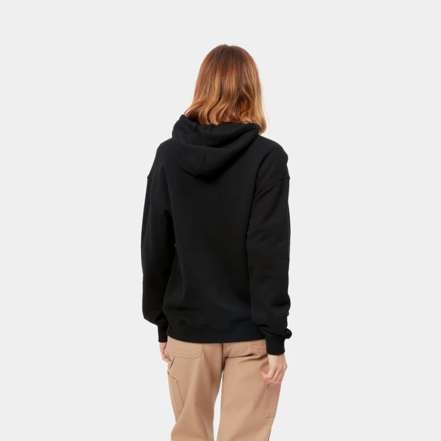 Women's Carhartt WIP Hooded Sweatshirt - Black & White Pullover Fleece Jacket