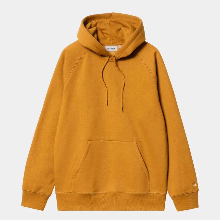 Carhartt WIP Men's Hooded Chase Sweatshirt in Buckthorn & Gold Color