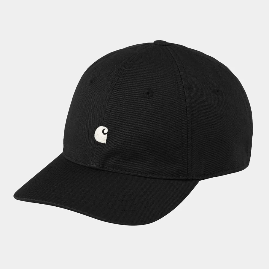 Carhartt WIP Madison Logo Cap - Black Wax Cotton Adjustable Dad Hat
