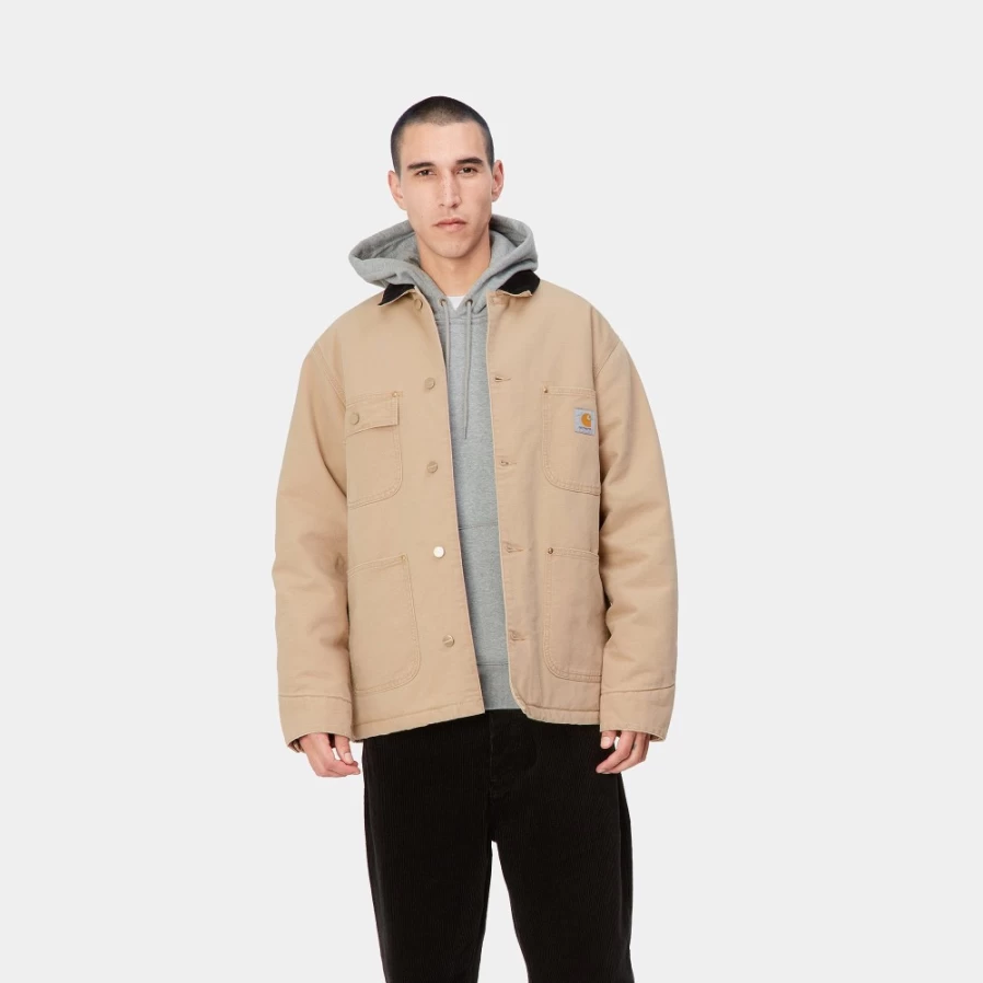 Carhartt WIP Men's Og Chore Coat in Dusty H Brown / Black - Heavyweight Work Jacket