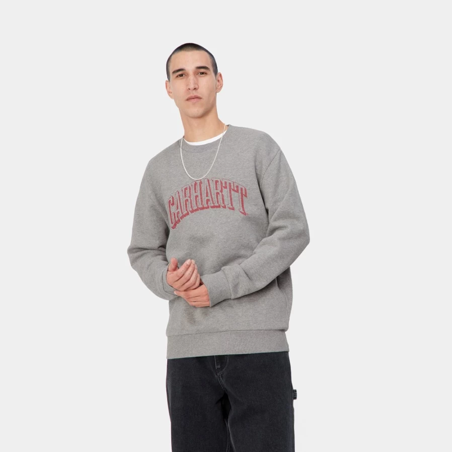 Carhartt WIP Men's Scrawl Sweatshirt in Grey Heather / Rocket