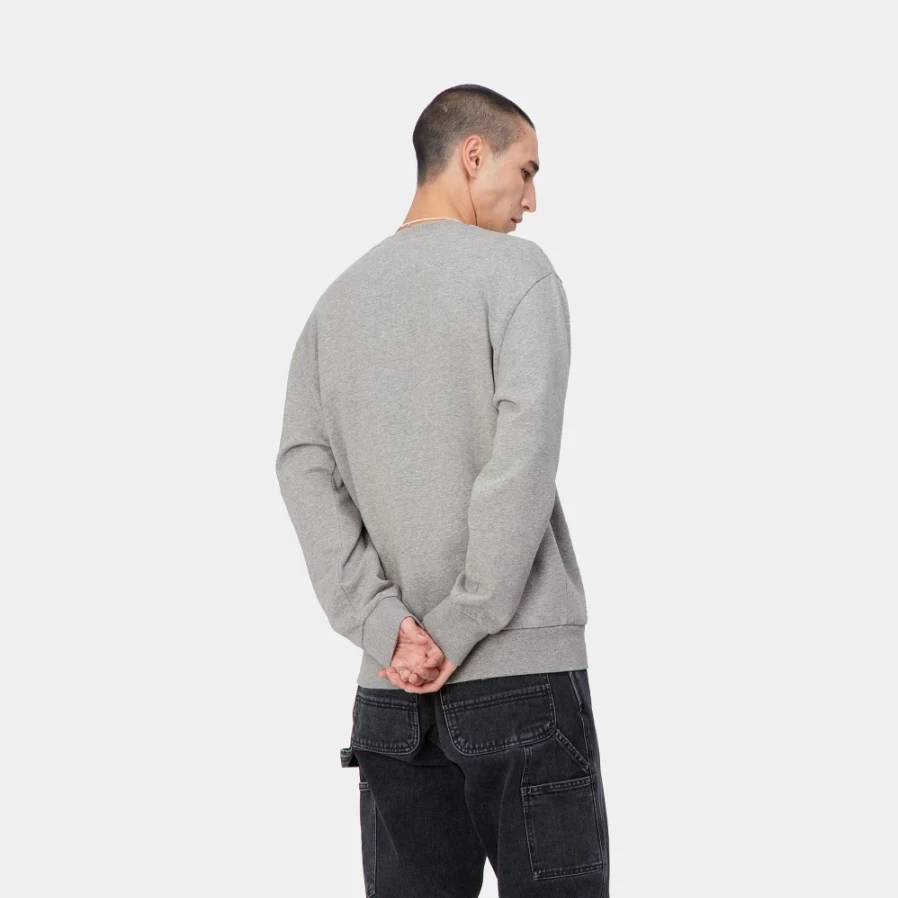 Carhartt WIP Men's Scrawl Sweatshirt in Grey Heather / Rocket