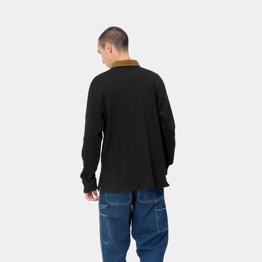 Carhartt WIP Men's Long Sleeve Cord Rugby Polo Shirt - Black, H Brown, White