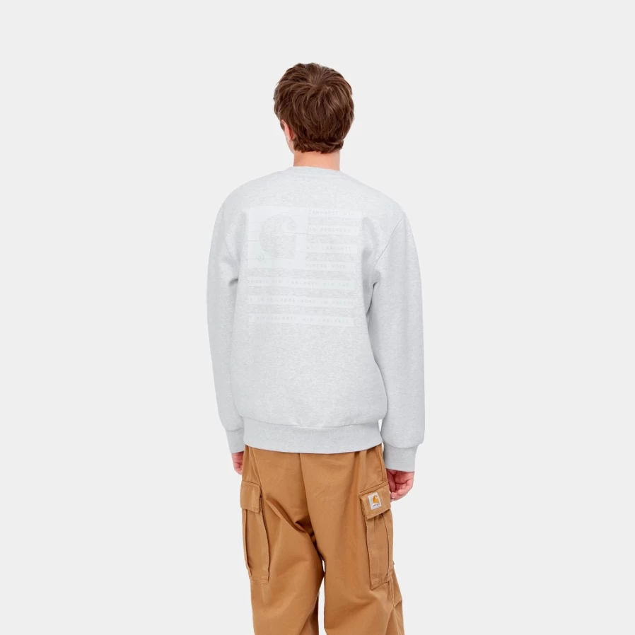 Carhartt WIP Men's Ash Heather & White Label State Flag Sweatshirt