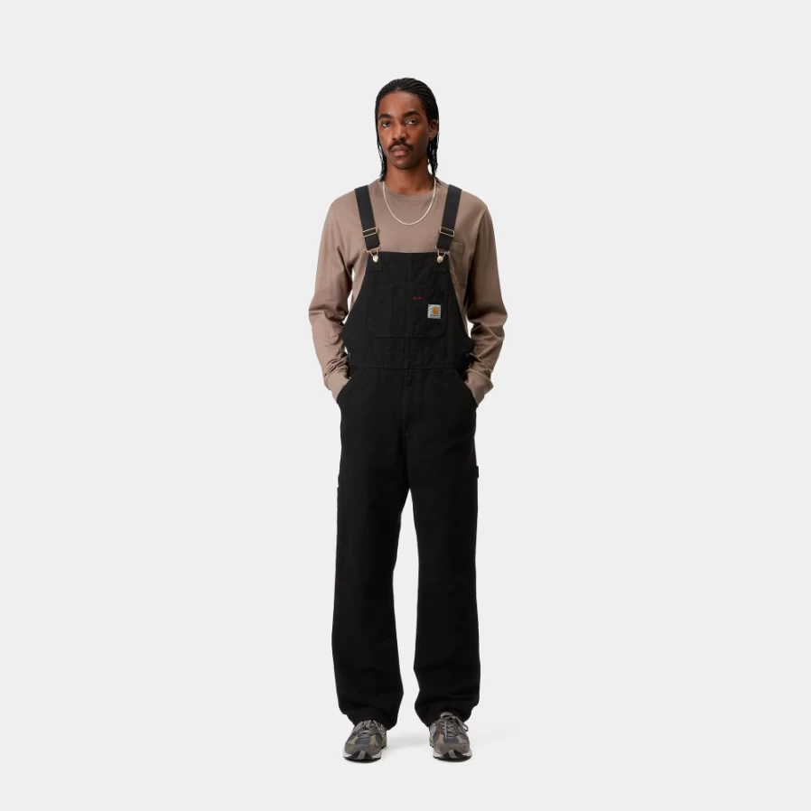 Carhartt WIP Men's Black Bib Overalls - Durable Workwear Coveralls