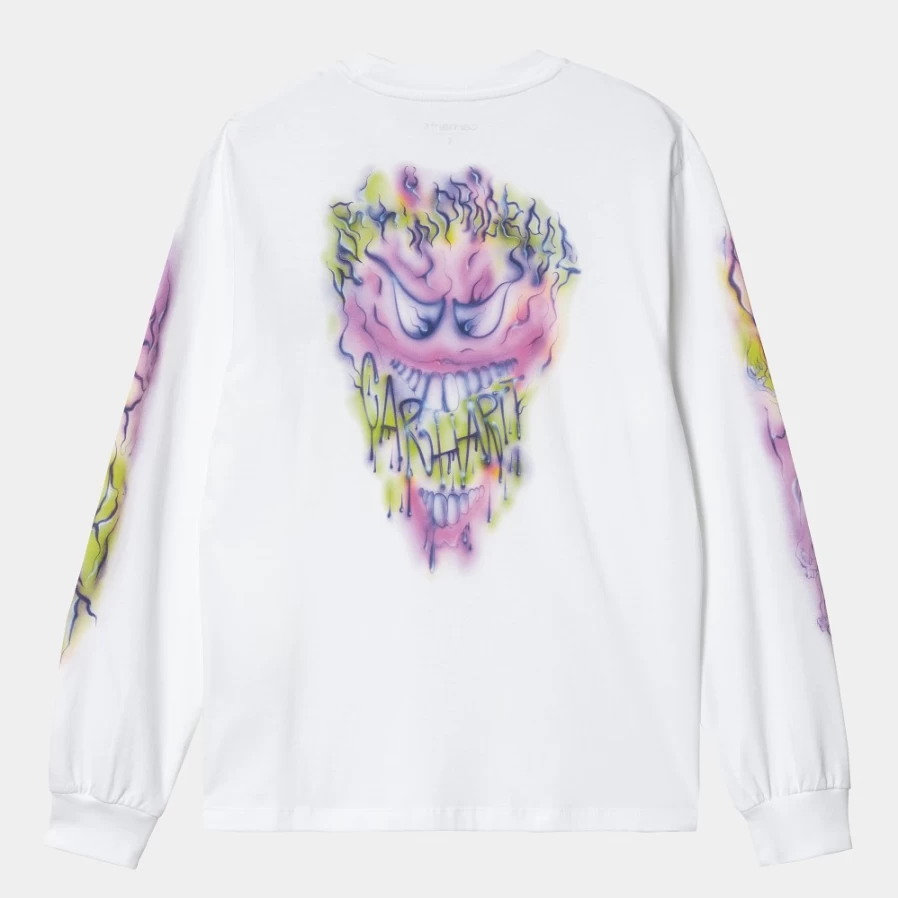 Carhartt WIP Women's Long Sleeve Babybrush Grin T-Shirt in White