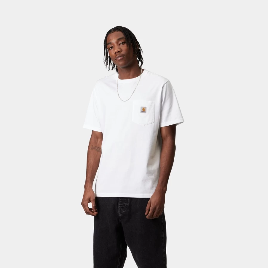 Carhartt WIP Men's White Short Sleeve Pocket T-Shirt S/S Casual Top