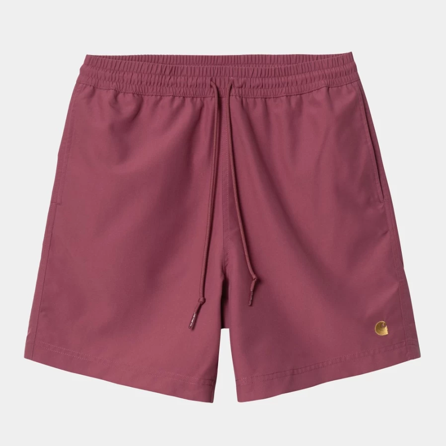 Carhartt WIP Men's Chase Swim Trunks in Punch/Gold Color for Summer Beachwear