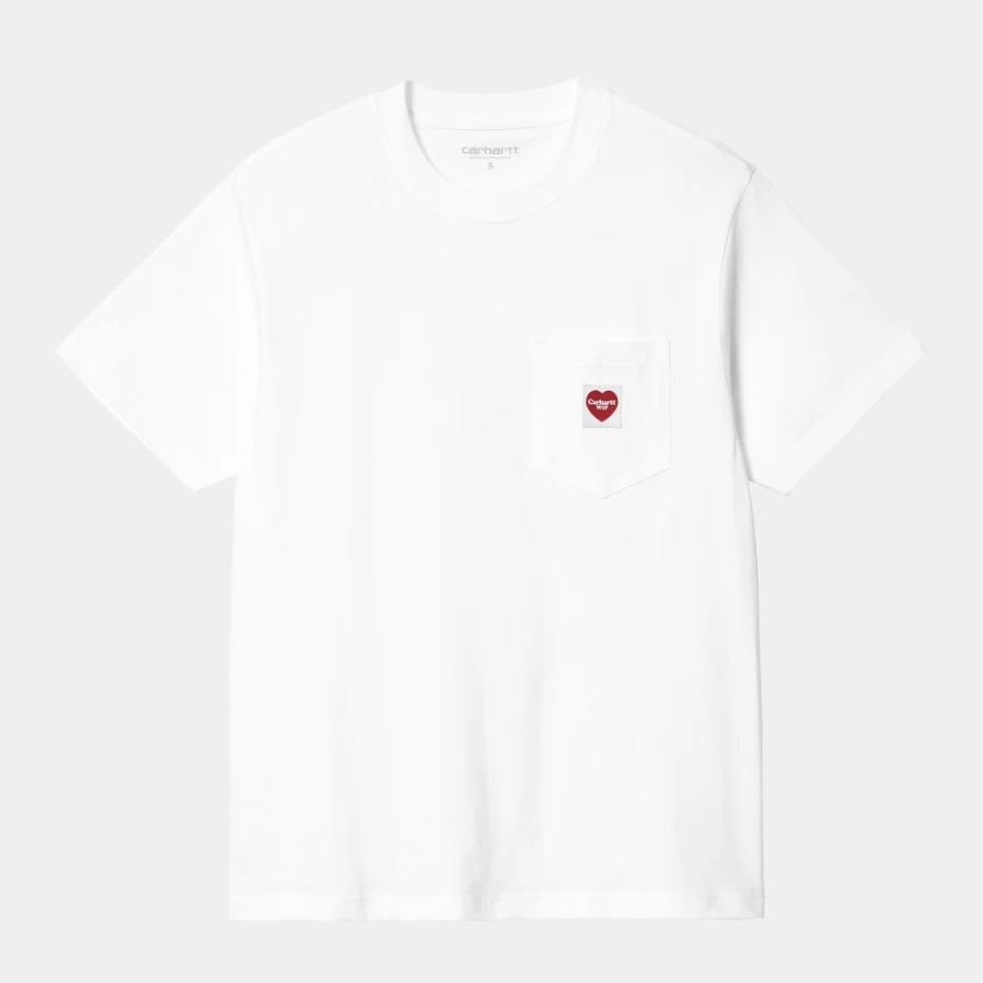 Carhartt WIP Women's White Short Sleeve Pocket Heart Graphic T-Shirt