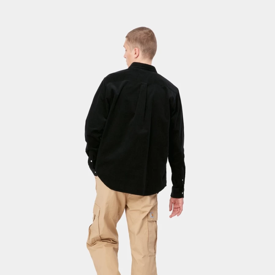 Carhartt WIP Madison Men's Long Sleeve Fine Cord Shirt - Black & White