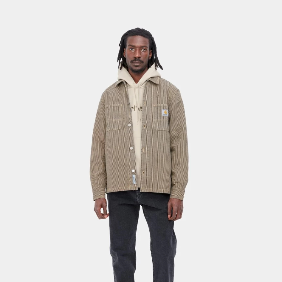 Carhartt WIP Men's L/S Sinclair Shirt in Dusty H Brown & Blue