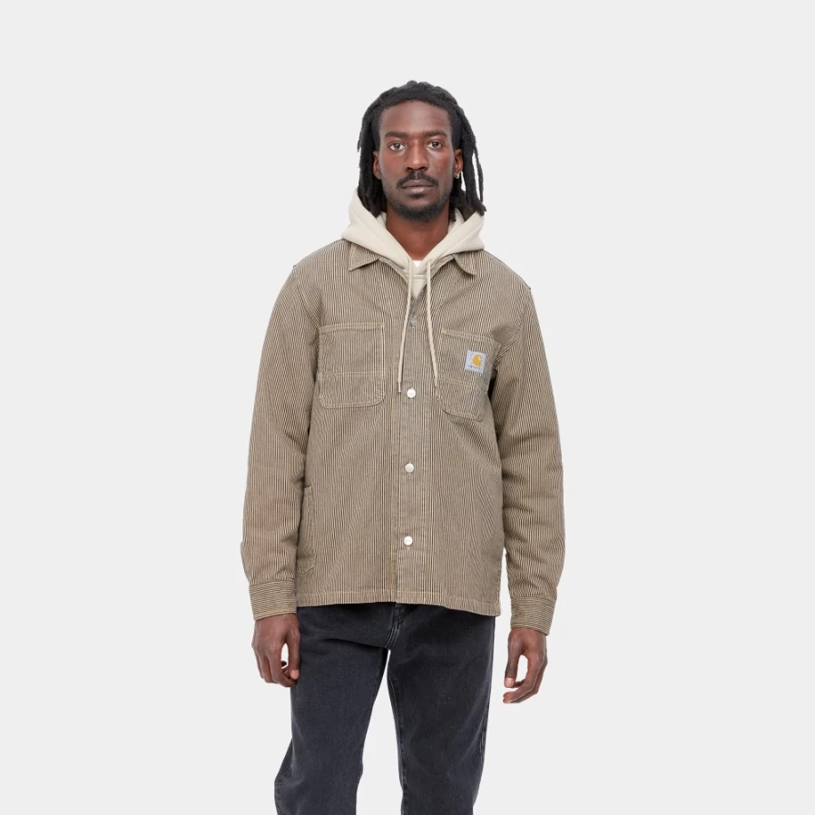 Carhartt WIP Men's L/S Sinclair Shirt in Dusty H Brown & Blue