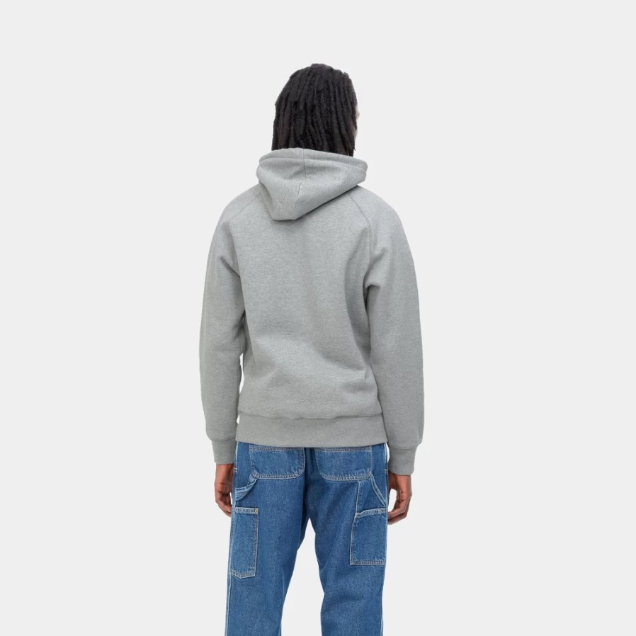 Carhartt WIP Men's Hooded Chase Sweatshirt in Grey Heather & Gold