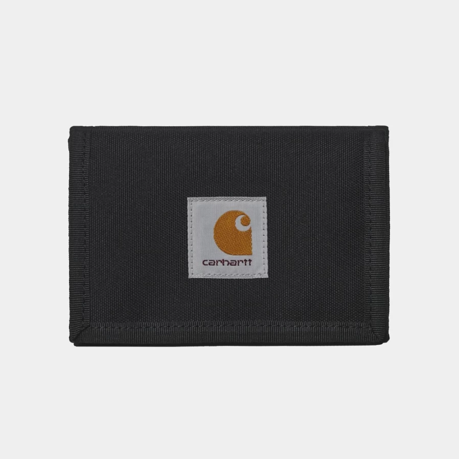 Carhartt WIP Alec Wallet - Slim Minimalist RFID Blocking Black Leather Bifold Wallet for Men