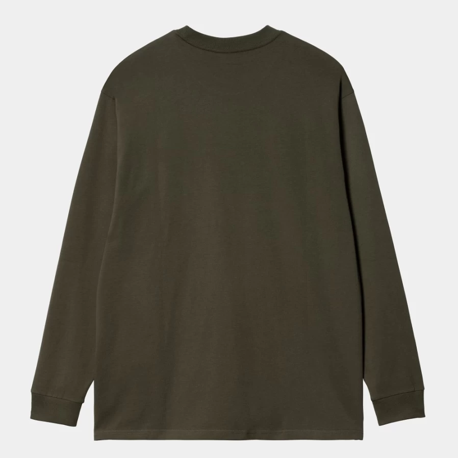 Carhartt WIP Men's Long Sleeve Script Embroidery T-Shirt in Cypress/Black