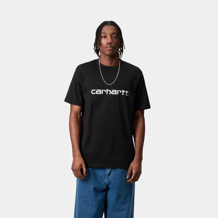 Carhartt WIP Men's Script T-Shirt - Short Sleeve Cotton Tee in Black & White