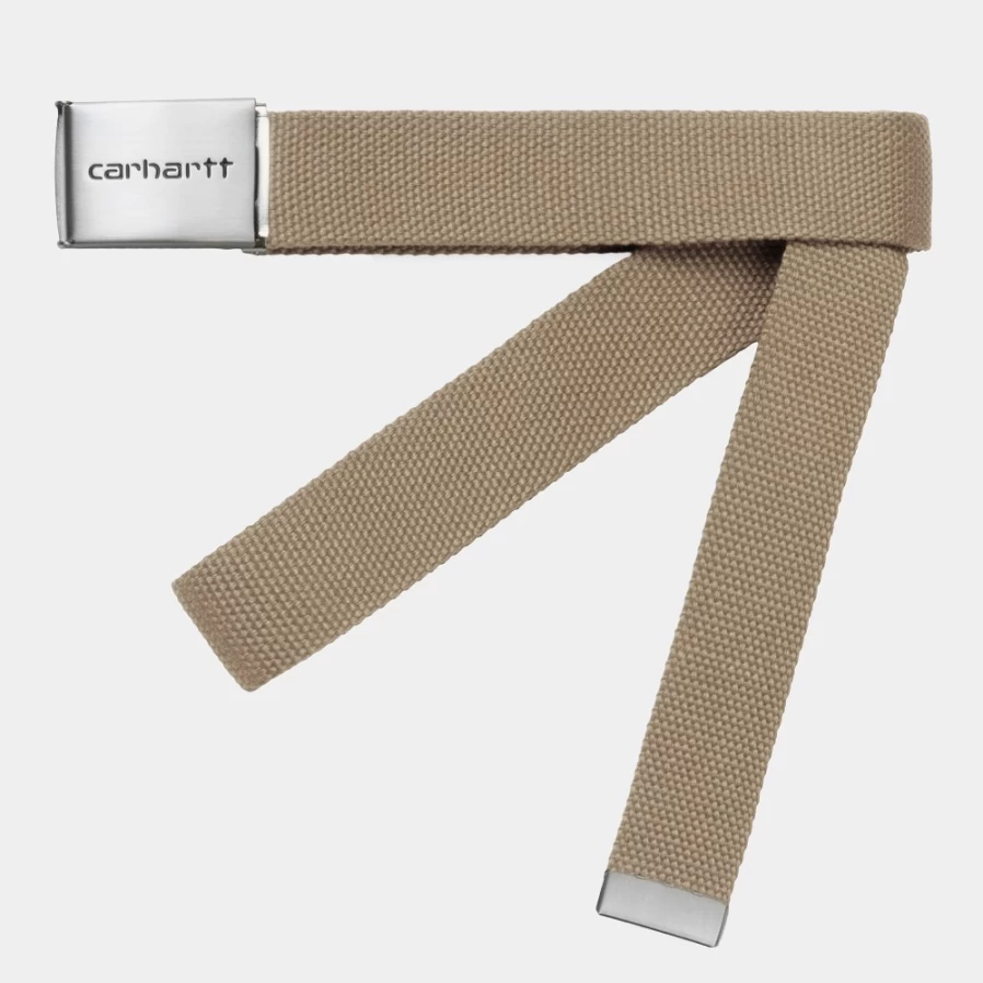 Carhartt WIP Leather Clip Belt - Chrome Buckle Durable Waist Strap for Men & Women