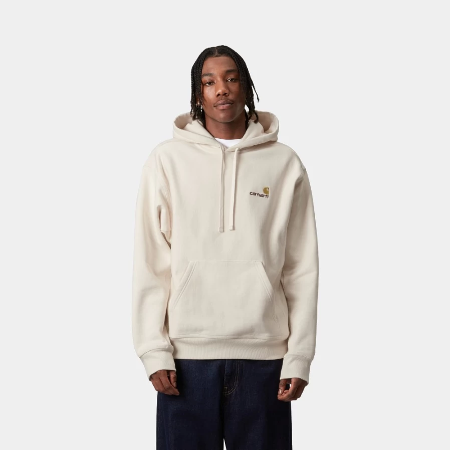 Carhartt WIP Men's Hooded American Script Sweatshirt in Natural