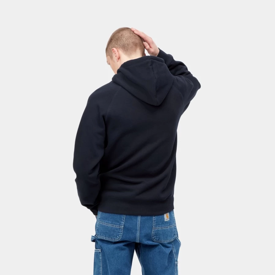Carhartt WIP Men's Dark Navy & Gold Hooded Chase Sweatshirt