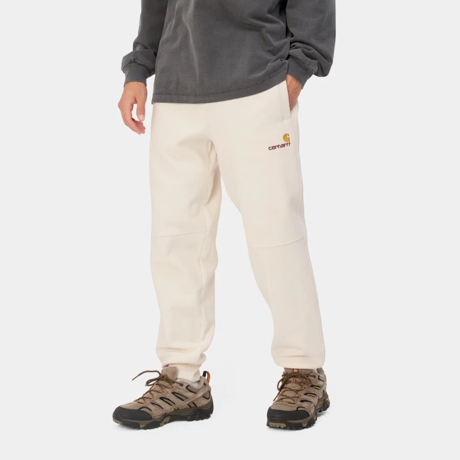 Carhartt WIP Men's American Script Jogging Pants in Natural - Comfortable Athletic Sweatpants