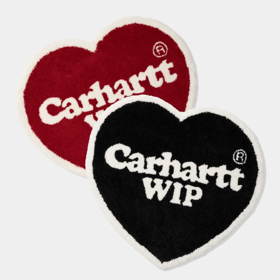 Carhartt WIP Heart Rug - Black and White Decorative Home Floor Mat