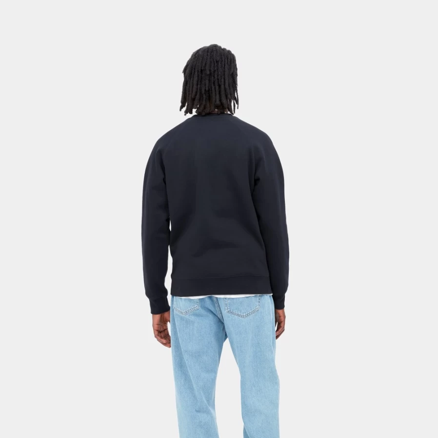 Carhartt WIP Men's Chase Sweatshirt in Dark Navy & Gold - Heavyweight Crewneck Pullover