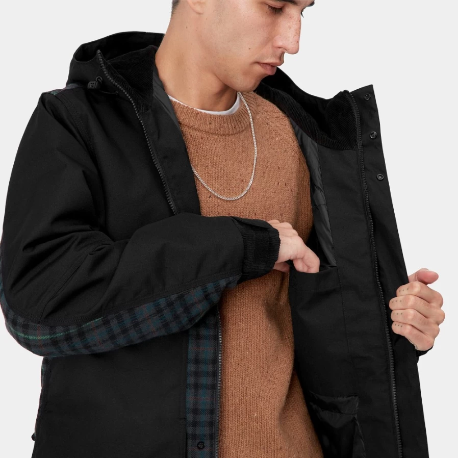 Carhartt WIP Highbury Jacket for Men - Black / Asher Check Outerwear Coat