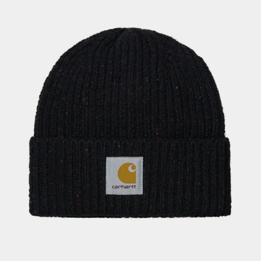 Carhartt WIP Anglistic Beanie - Speckled Black Winter Hat for Men & Women
