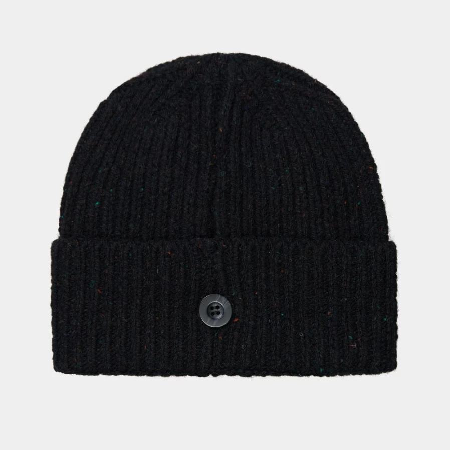 Carhartt WIP Anglistic Beanie - Speckled Black Winter Hat for Men & Women