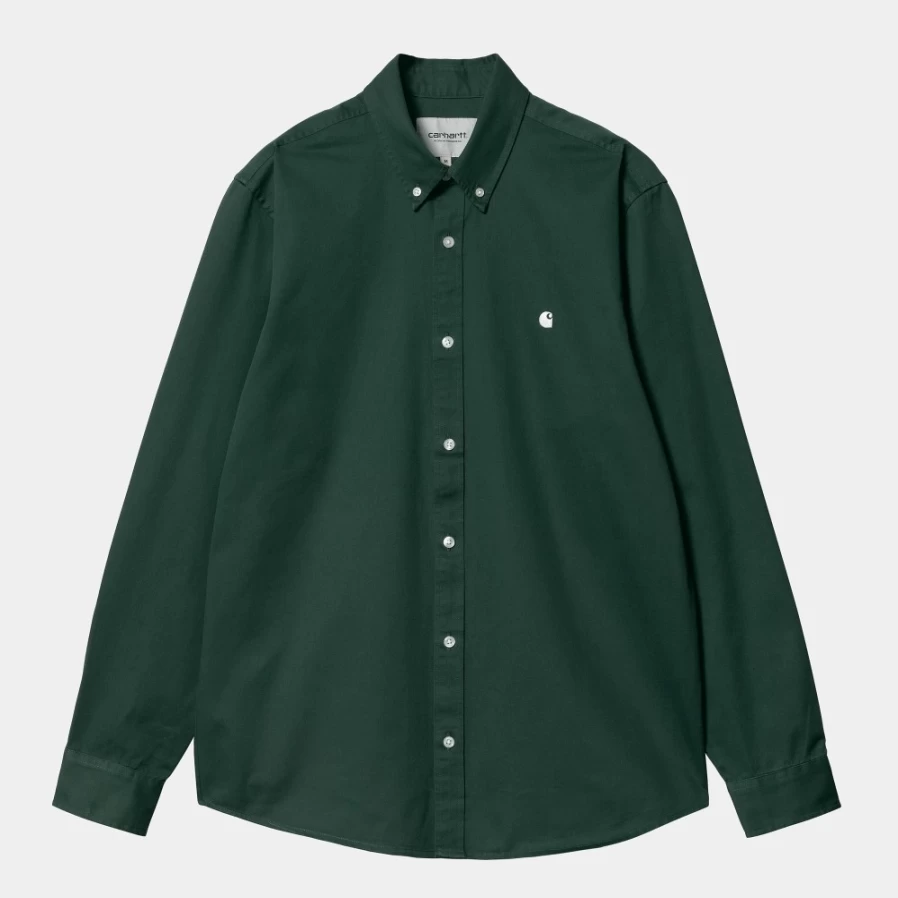 Carhartt WIP Madison Long Sleeve Shirt for Men in Discovery Green & Wax