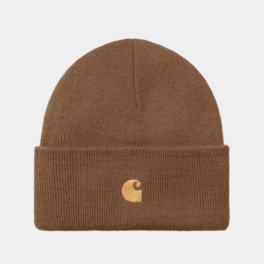 Carhartt WIP Chase Beanie Tamarind Gold - Warm Knit Cuffed Hat for Men & Women