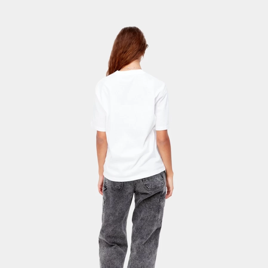 Carhartt WIP Women's White and Black Letterman Short Sleeve T-Shirt