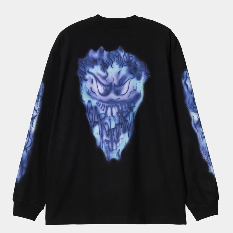 Carhartt WIP Men's Black Long Sleeve Graphic T-Shirt - Babybrush Grin Design