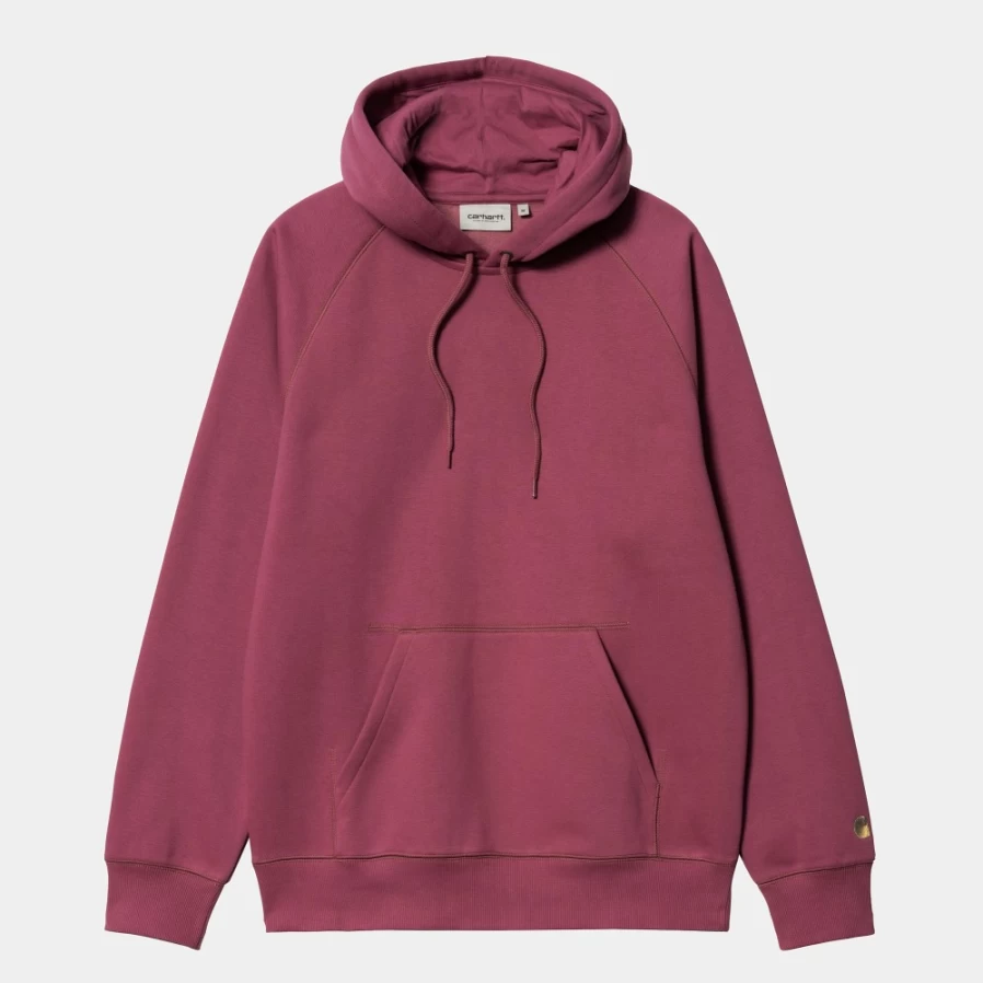 Carhartt WIP Men's Hooded Chase Sweatshirt in Punch/Gold Color