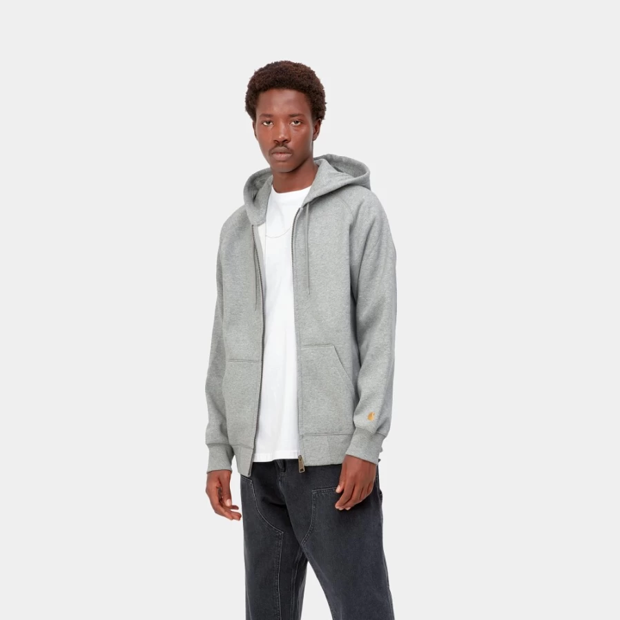 Carhartt WIP Men's Hooded Chase Jacket in Grey Heather & Gold