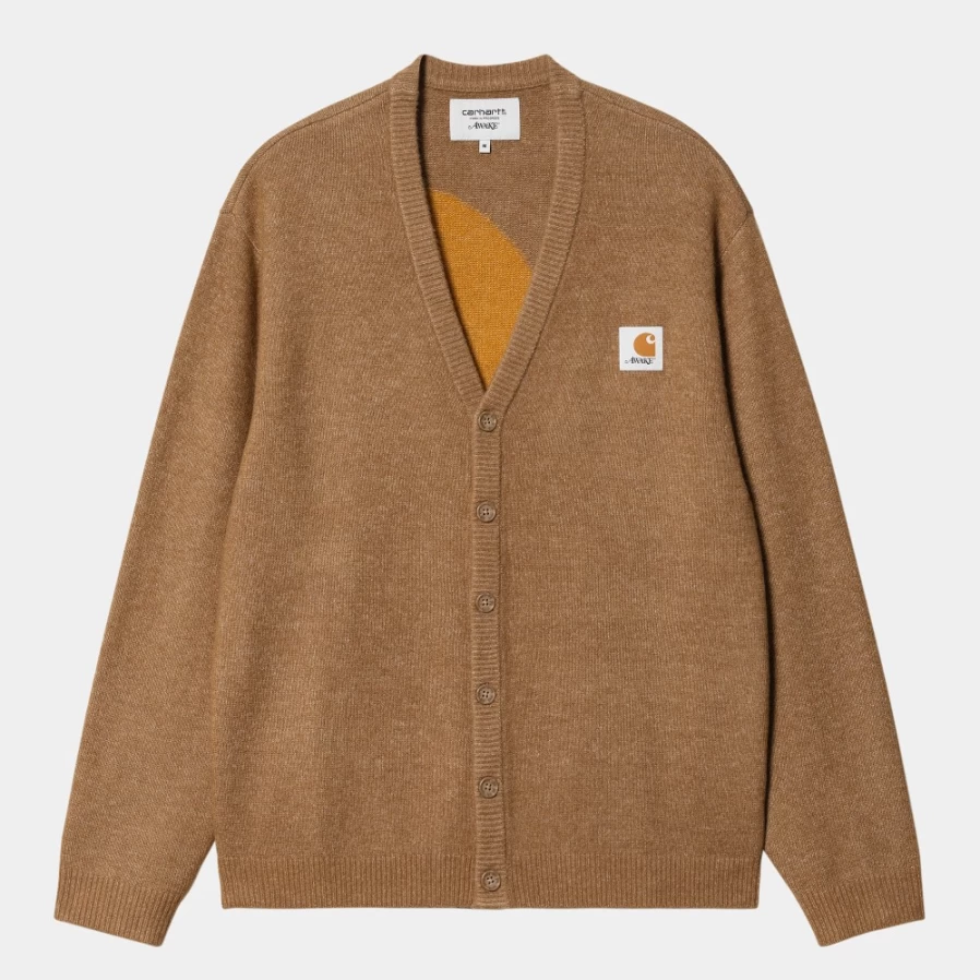 Carhartt WIP Men's Awake NY Hamilton Brown Cardigan Sweater