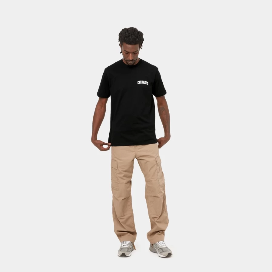 Carhartt WIP Men's S/S University Script T-Shirt - Black & White Cotton Casual Tee