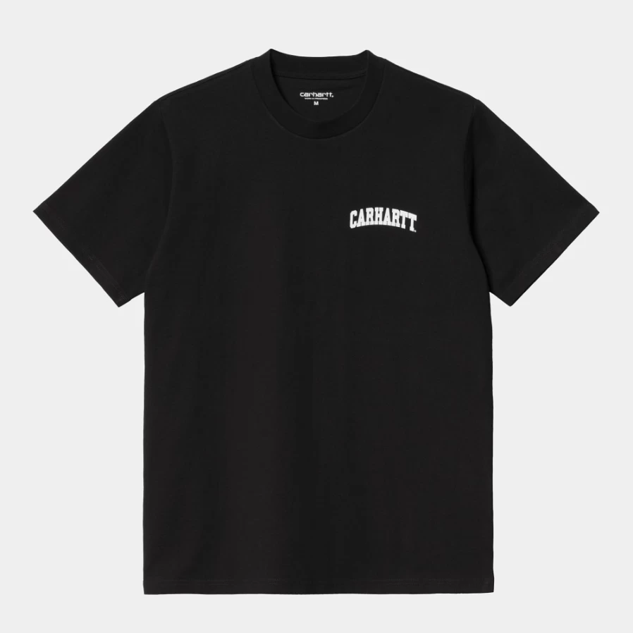 Carhartt WIP Men's S/S University Script T-Shirt - Black & White Cotton Casual Tee